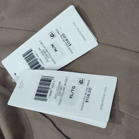 Eileen Fisher Tan Sand Beige Open Cardigan hand pockets organic cotton Jacket - Picture 5 of 8